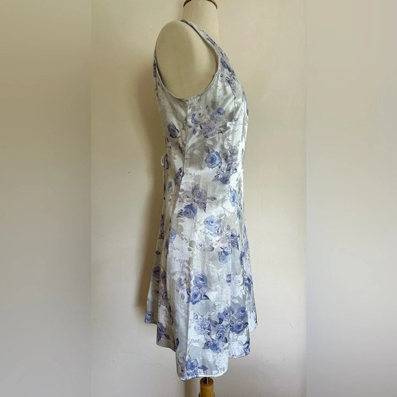 Vintage 90s Y2K Dress Sz M Baby Spice Girls Style Shiny Satin Icy Lilac Silver - Picture 4 of 9